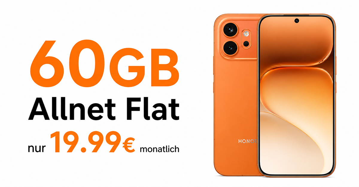 Honor 600 mit Vertrag – 60GB Allnet Flat nur 19.99 Euro monatlich